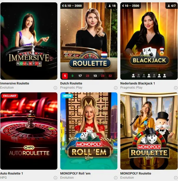 Live blackjack tafel met dealer in HD studio
