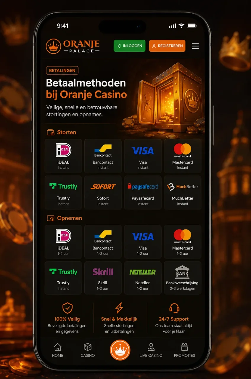 Betaalmethoden bij Oranje Casino