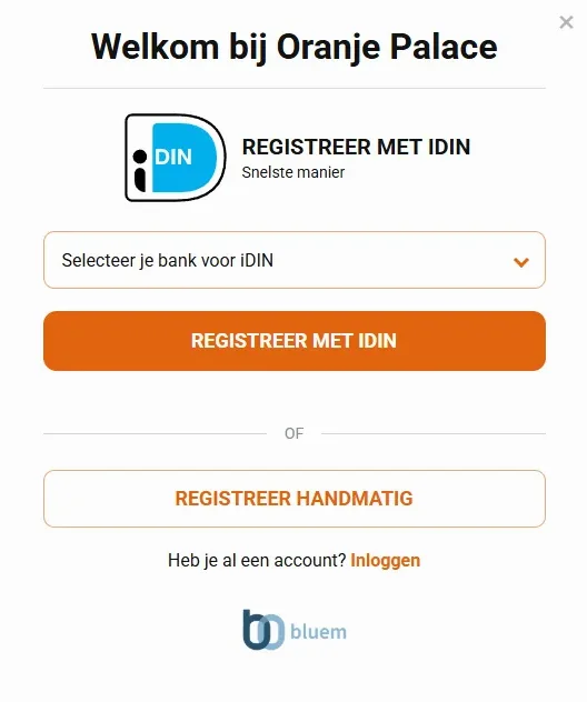 Registreren bij Oranje Casino — Account aanmaken