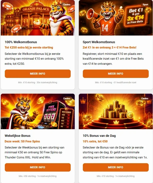 Bonussen bij Oranje Casino